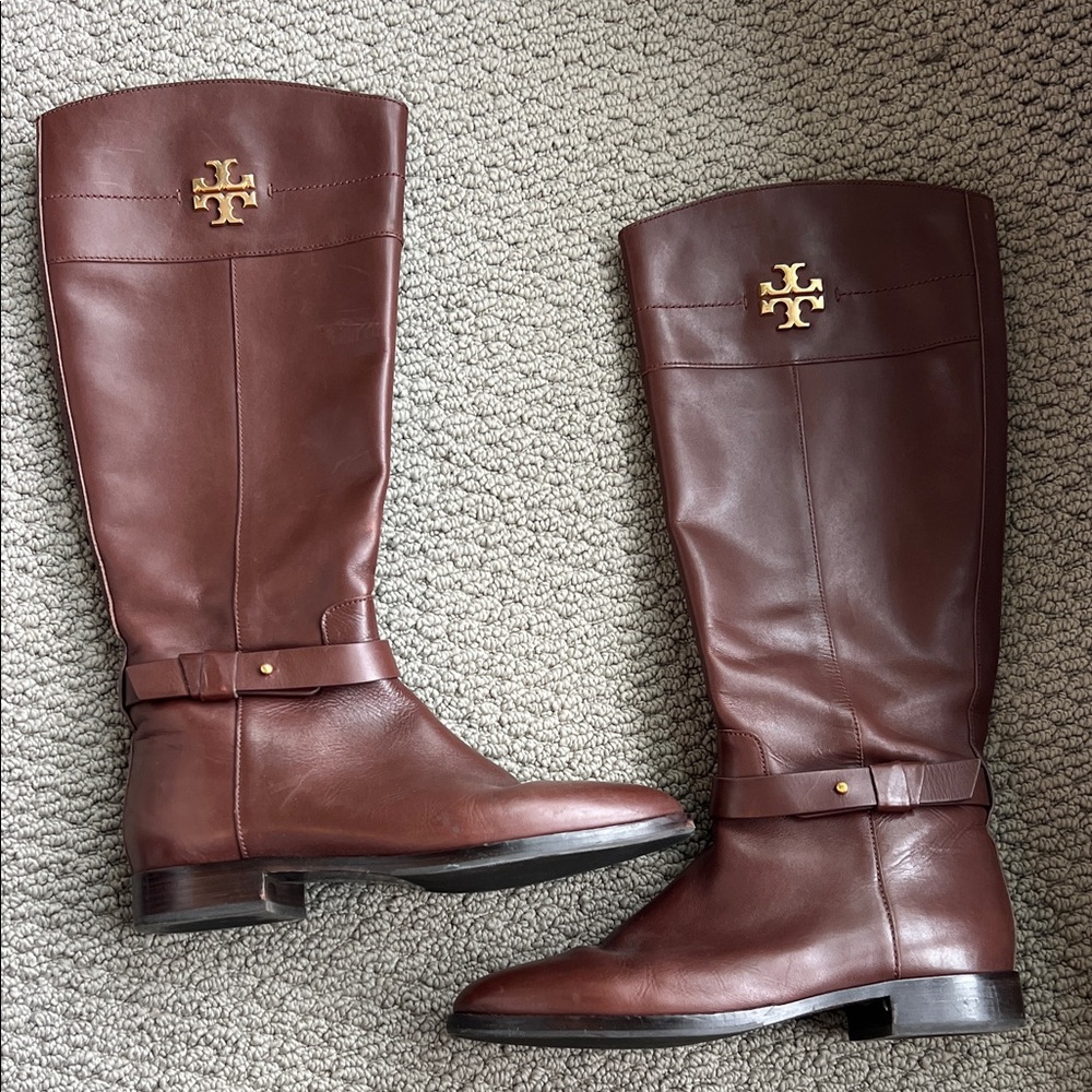 Tory Burch Everly Brown Leather Riding Boots - Picture 9 of 11